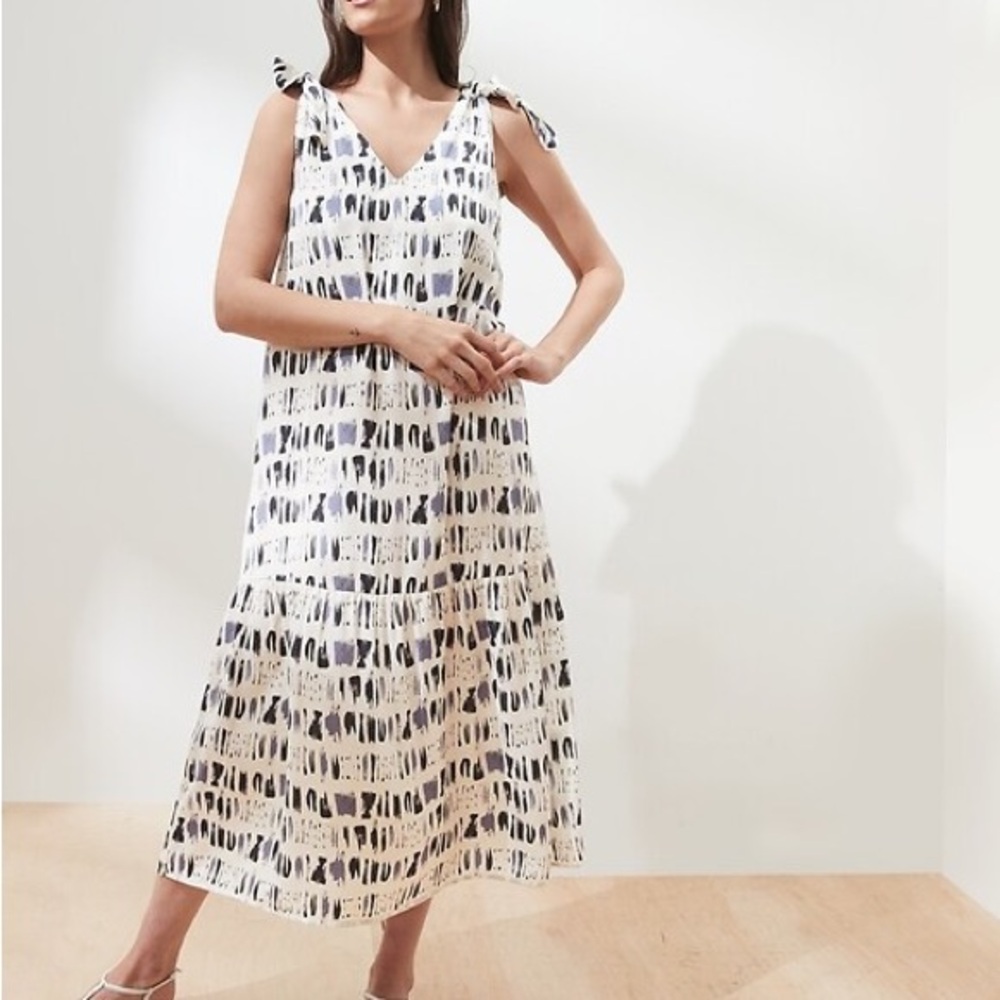 BANANA REPUBLIC FACTORY DROP WAIST TIE BACK PATTERN DRESS